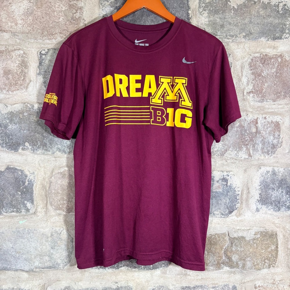 Nike Dri-Fit Women's Burgundy "Dream Big" College World Series 2019 Tee Shirt L